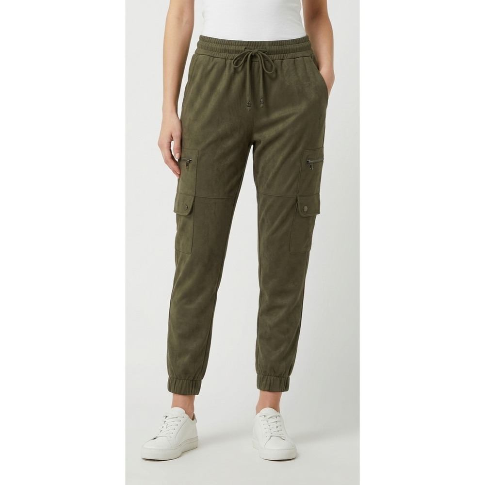 Banana Republic Cargo Jogger Pants Womens 2XSP Olive Green Elastic Waist Sports